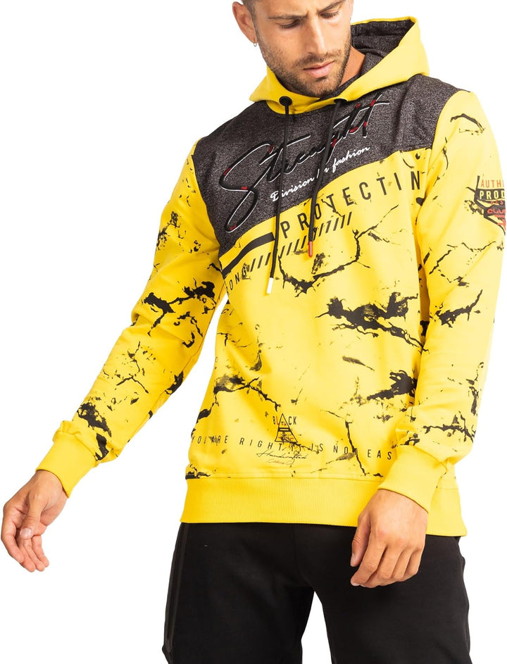 Subliminal Mode Herren-Kapuzen-Sweatshirt, langärmlig, zweifarbig, mit Tasche, lässiger Stil, Basic,