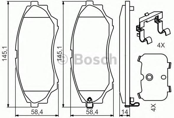 Bosch BP1213 Bremsbeläge - Vorderachse - ECE-R90 Zertifizierung - vier Bremsbeläge pro Set