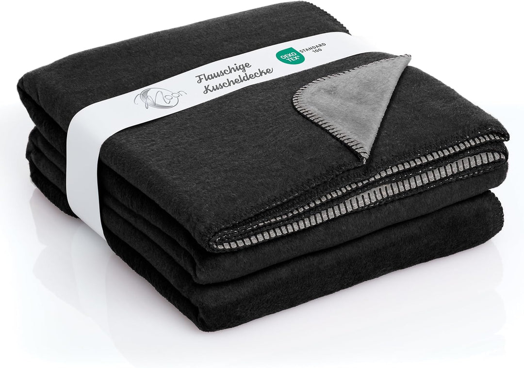 Moon Doubleface Kuscheldecke, Wohndecke aus Baumwollmischung - ca. 150x200 cm mit geketteltem Rand (