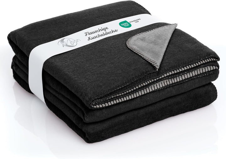 Moon Doubleface Kuscheldecke, Wohndecke aus Baumwollmischung - ca. 150x200 cm mit geketteltem Rand (