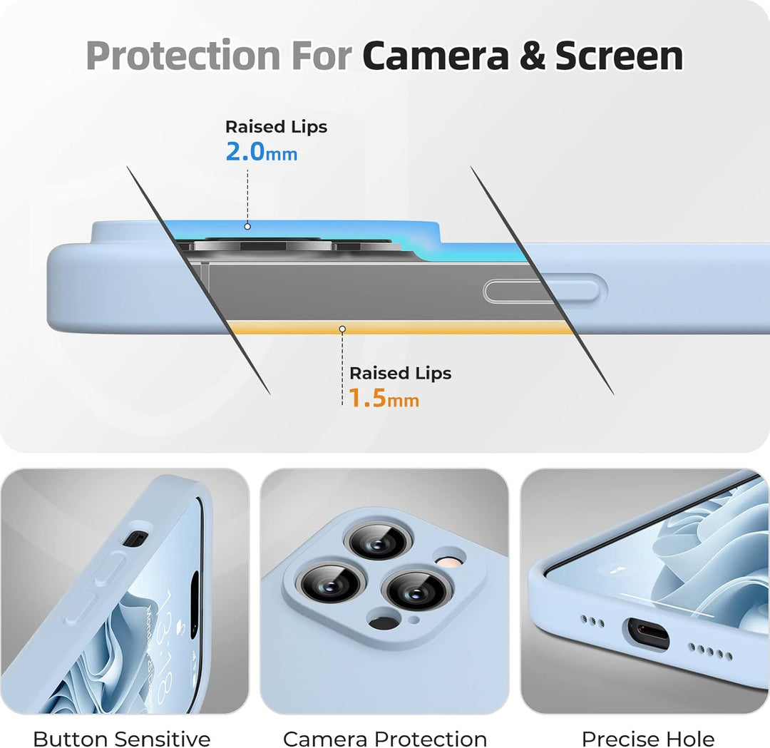 GOODVISH 3 in 1 Hülle Kompatibel mit iPhone 14 Pro - mit 2 Stück Schutzfolie | Liquid Silikon Handyh