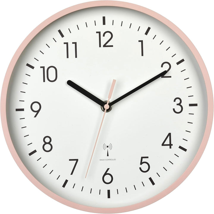 TFA Dostmann Analoge Funk-Wanduhr, 60.3550.16, höchste Genauigkeit, modern, analog, rosa Sekundenzei