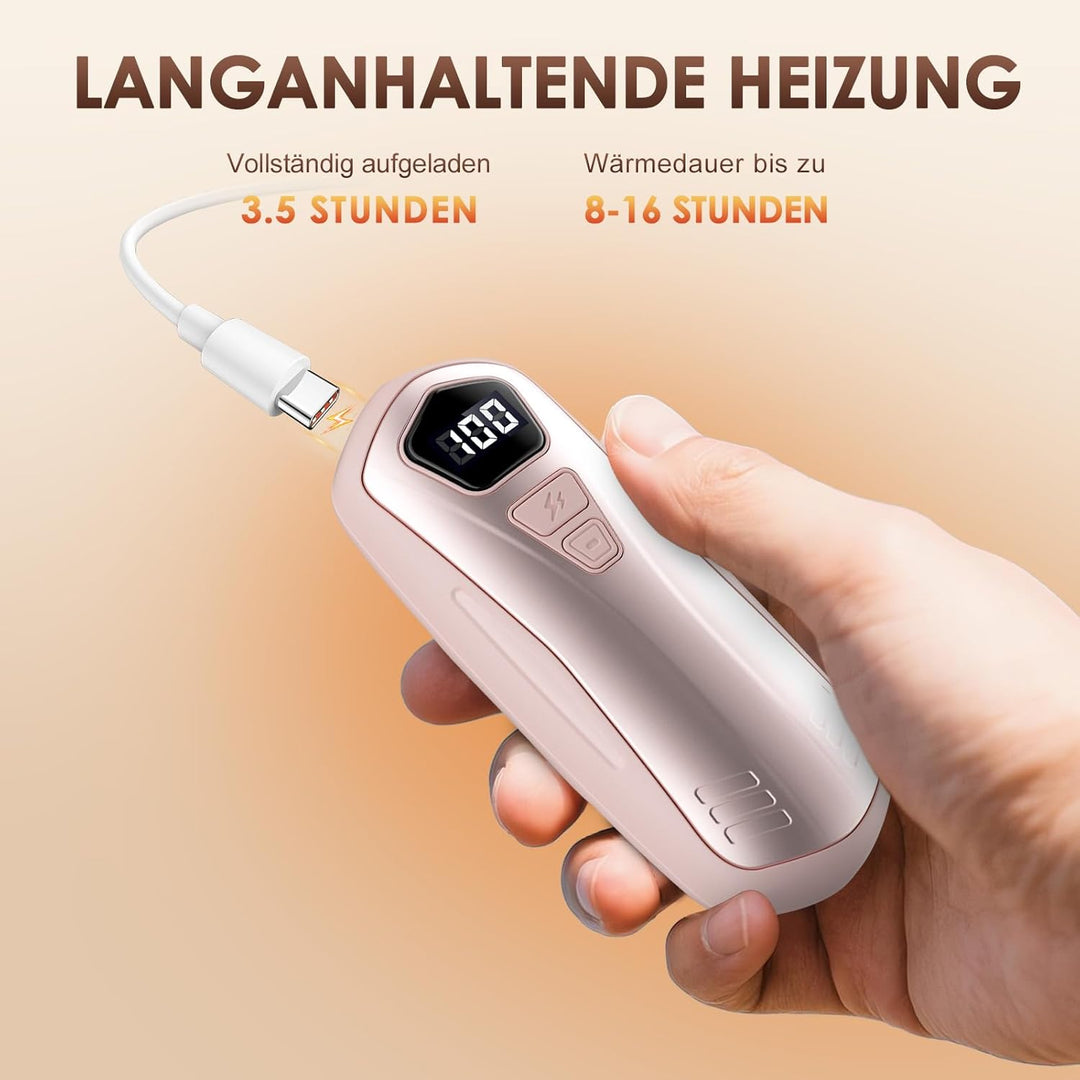 Handwärmer Elektrisch 2er Set,Taschenwärmer Wiederverwendbar mit 6000mAh,5 Heizmodi,Tragbarer USB Ha