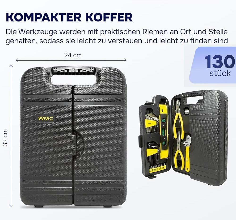 Werkzeugkoffer,Werkzeug Set,Werkzeugkoffer Klein,130in 1 Werkzeug-Set mit Schraubendreher Hammer Spi