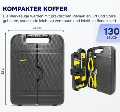 Werkzeugkoffer,Werkzeug Set,Werkzeugkoffer Klein,130in 1 Werkzeug-Set mit Schraubendreher Hammer Spi