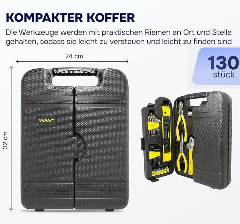 Werkzeugkoffer,Werkzeug Set,Werkzeugkoffer Klein,130in 1 Werkzeug-Set mit Schraubendreher Hammer Spi