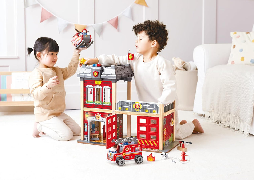 Grossstadt-Feuerwache Spieleset von Hape aus Holz für Kinder ab 3 Jahren