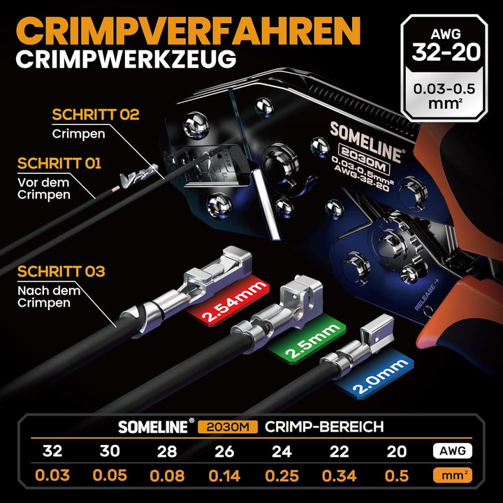 SOMELINE® Crimpzange Stecker Set, JST-PH 2,0mm/JST-XH 2,5mm/Dupont 2,54mm Stecker Set, Es gibt 27 St