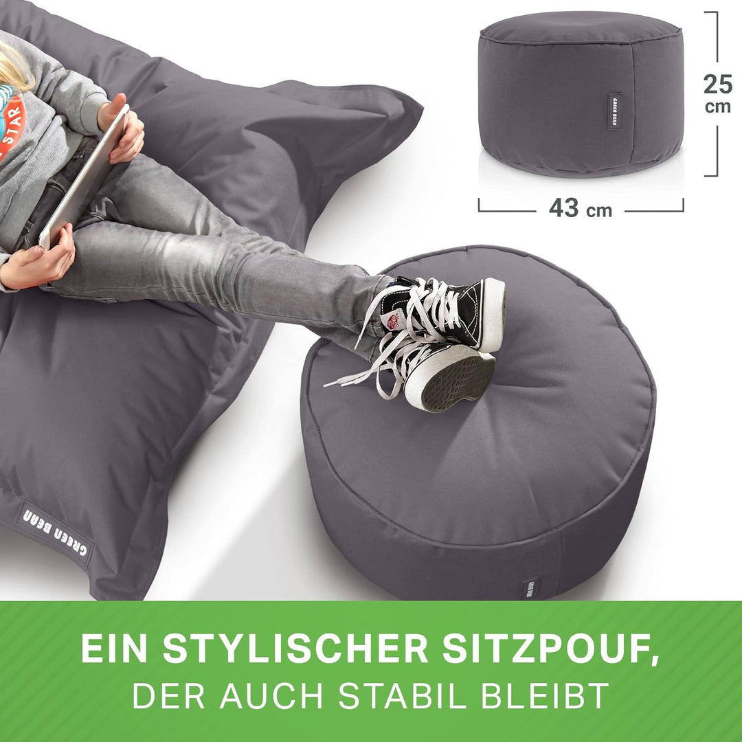 Green Bean Sitzsack-Hocker 45x25cm mit EPS-Perlen Füllung - Fusshocker Fusskissen Sitz-Pouf für Sitz
