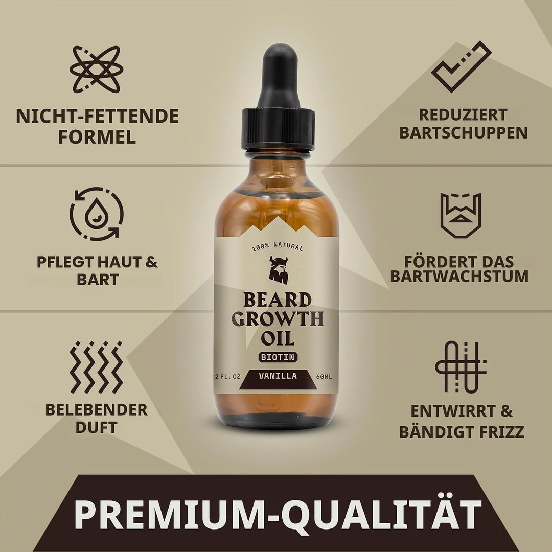 Striking Viking Bartwuchsöl mit Biotin - Verdickendes und pflegendes Bartöl für Bartwuchs - natürlic