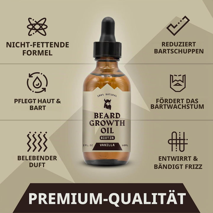 Striking Viking Bartwuchsöl mit Biotin - Verdickendes und pflegendes Bartöl für Bartwuchs - natürlic