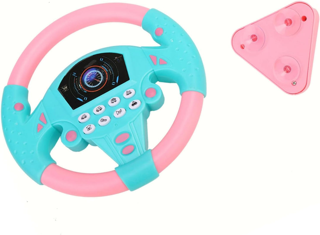 Kinderlenkrad, Elektrisches Lenkrad mit Lichtern und Musik, Simulationslenkrad Kinder, Autositz, Spi