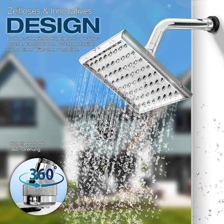 tillvex Solardusche 40 Liter inkl. Schutzhaube | Solar Garten-dusche warmes Wasser | Pooldusche Camp