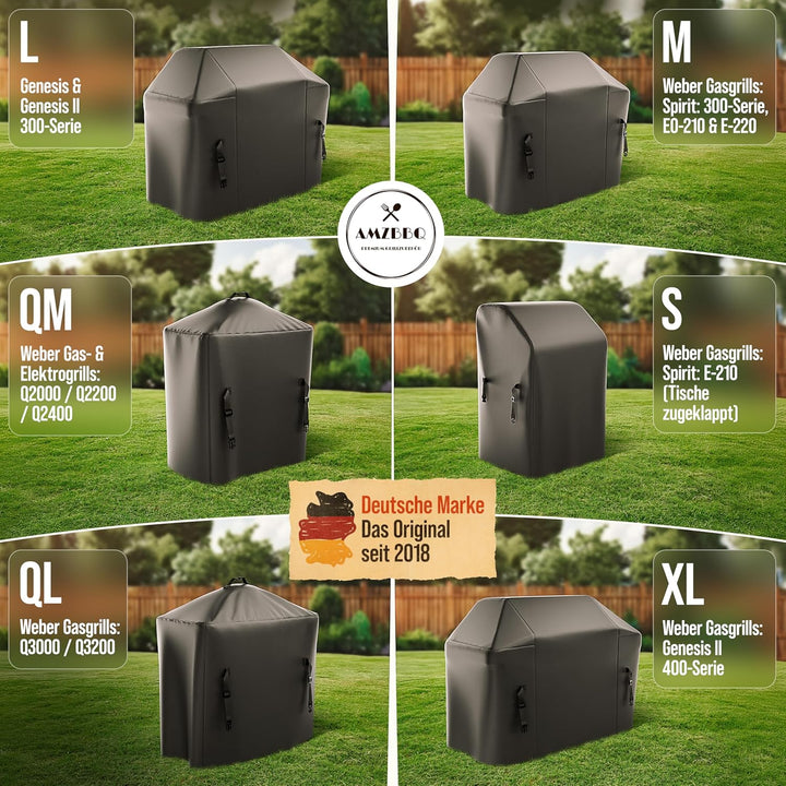 AMZBBQ® Premium Grillabdeckung wetterfest - 85 x 100 x 55 cm - 100% wasserdichte Abdeckhaube für Gas