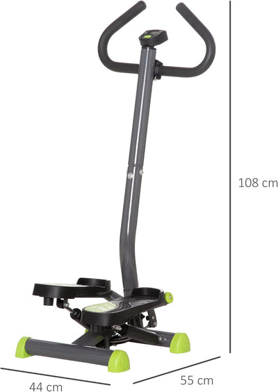 HOMCOM Stepper Fitness Swing Stepper mit LCD-Schirm und Handgriff Hometrainer für Zuhause bis 100 kg