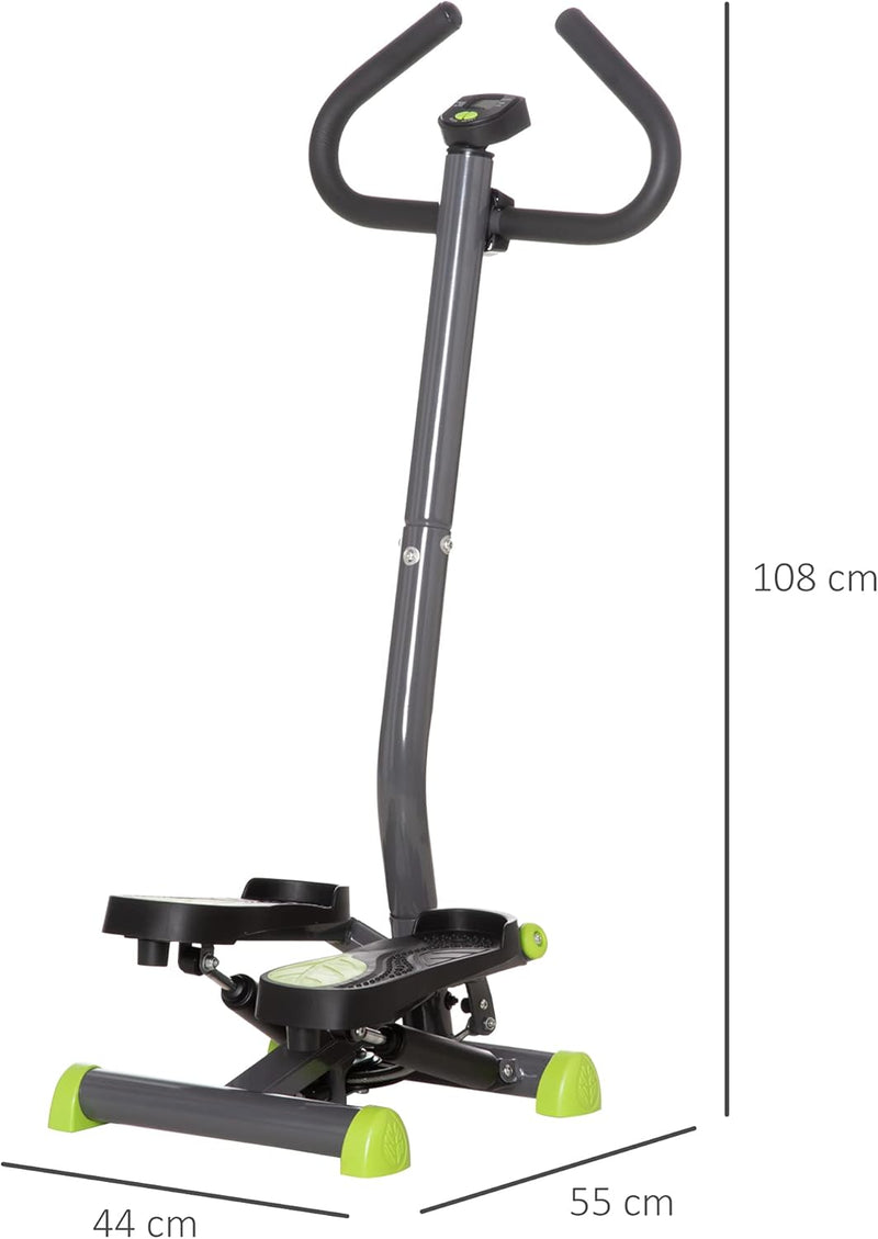 HOMCOM Stepper Fitness Swing Stepper mit LCD-Schirm und Handgriff Hometrainer für Zuhause bis 100 kg