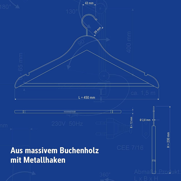 MAUL Kleiderbügel Holz | moderne Holz Kleiderbügel in klassischem Design | stabile und belastbare Au