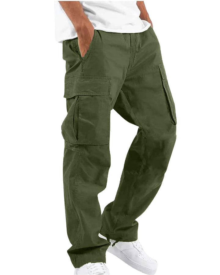YAOHUOLE Herren Hose Lang Rangerhose Herren Hose Lang Regular Fit mit Taschen Elastischer Bund M 01