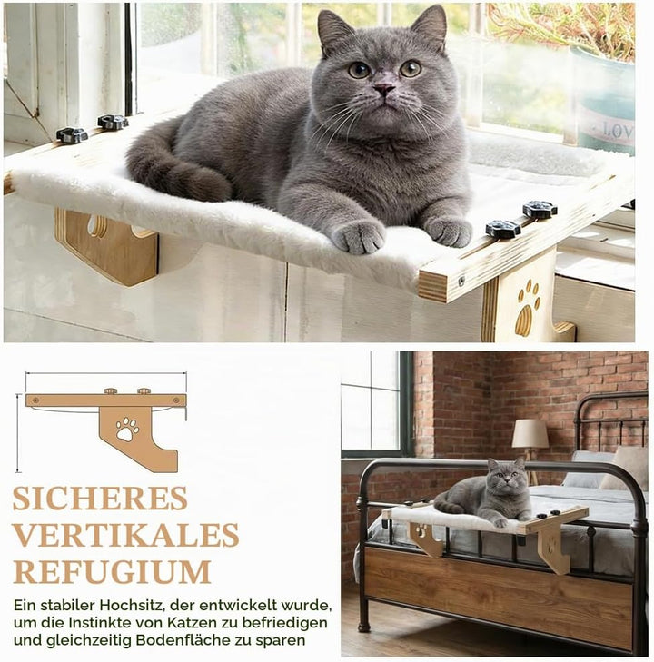 Heizungsliege Hängende Katzenhängematte, Katzen Fensterliege mit Montagezubehör Balkon Katzenbett We