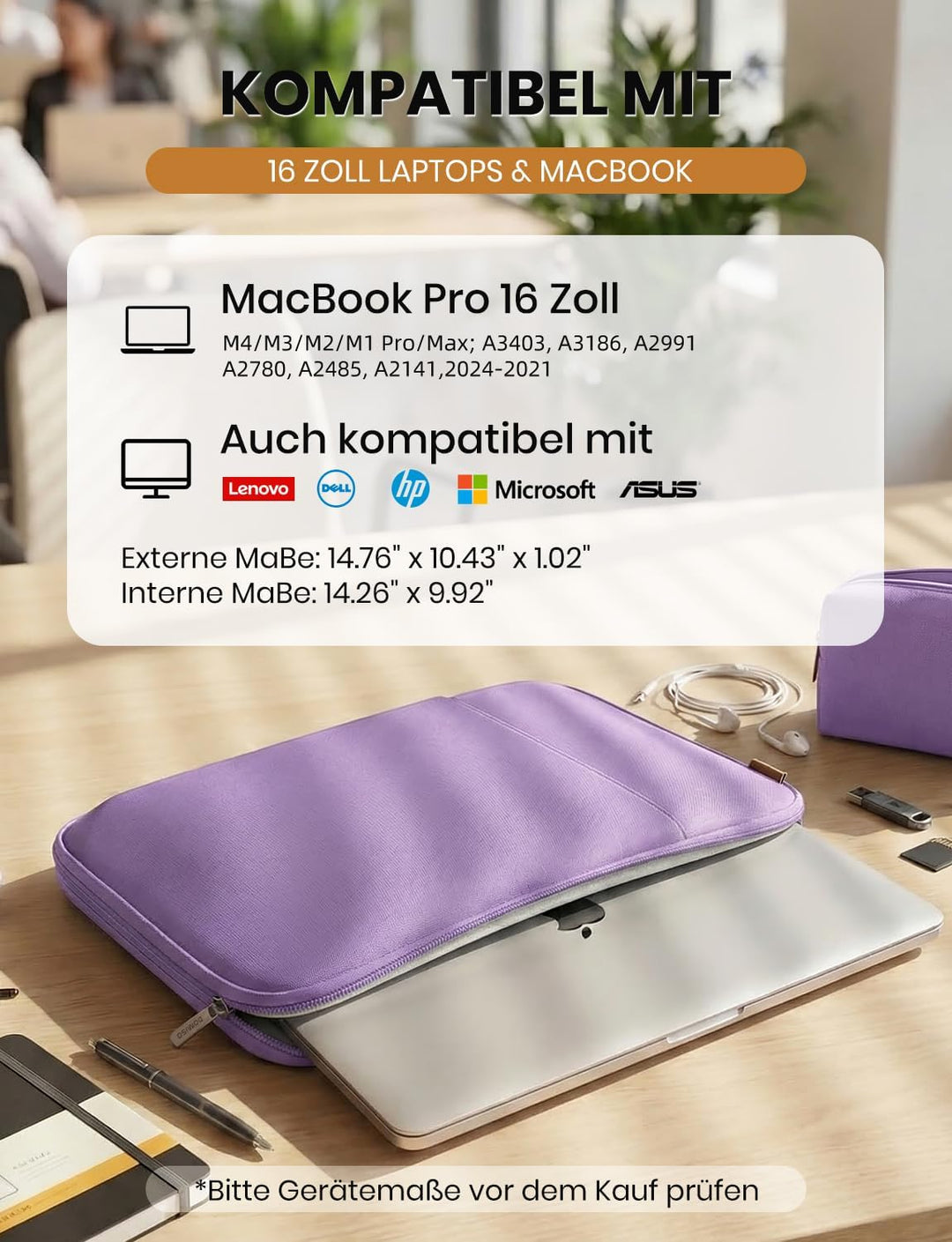 DOMISO 16 Zoll Laptop Tasche Hülle Notebook Case Schutzhülle Wasserdicht Laptophülle Stossfest Lapto