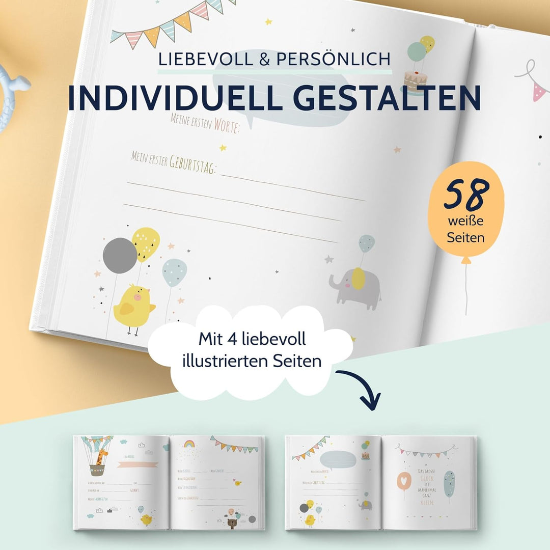 goldbuch 15 474 Babyalbum Hurra - Du bist da!, Babybuch 30 x 31 x 4 cm, Foto Album, 58 weisse Blanko