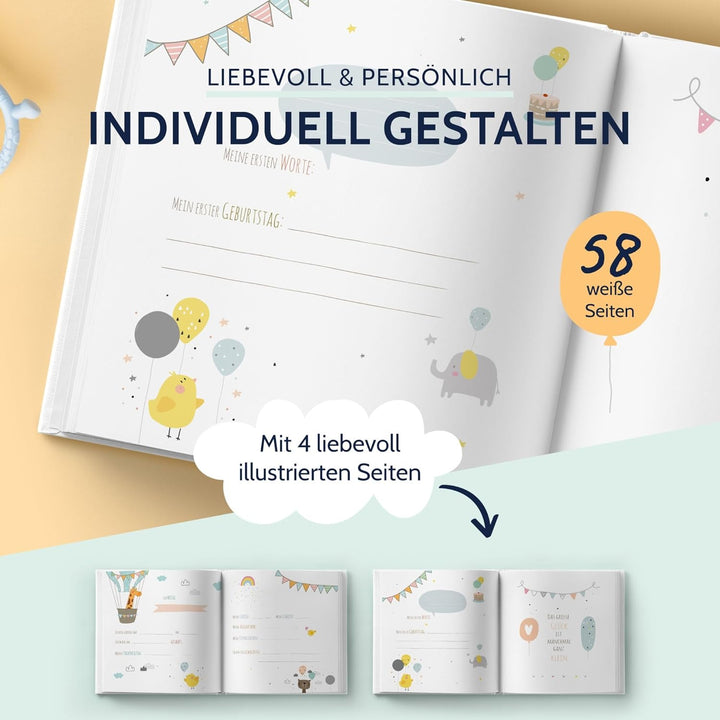 goldbuch 15 474 Babyalbum Hurra - Du bist da!, Babybuch 30 x 31 x 4 cm, Foto Album, 58 weisse Blanko