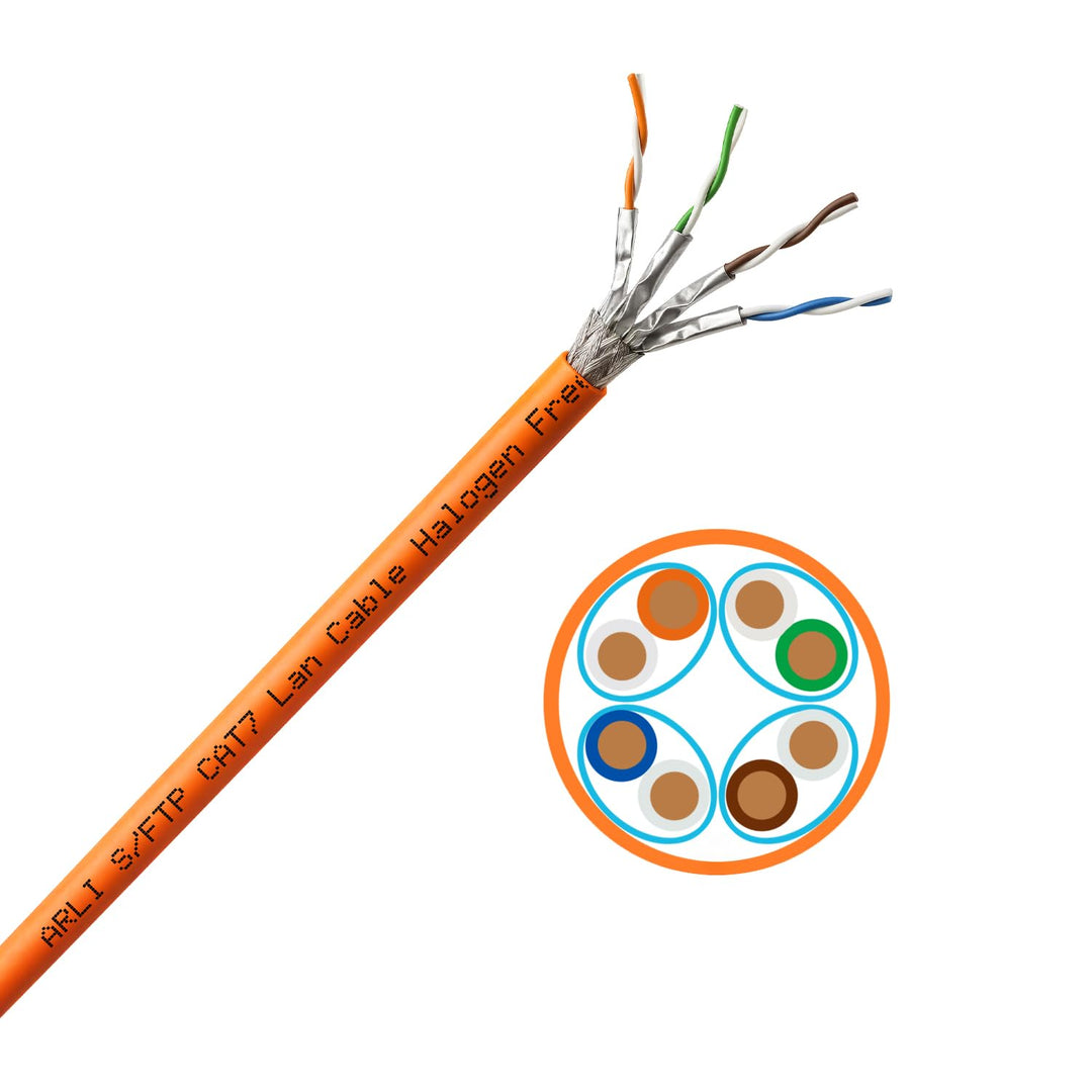ARLI Cat7 Verlegekabel 25 m Netzwerkkabel inkl. Abisoliermesser CAT.7 LAN Halogenfrei Installationsk