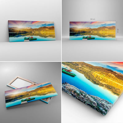 Panorama Bilder auf Leinwand 100x40cm Leinwandbild See Berge Wasser Gross Wanddeko Bild Schlafzimmer