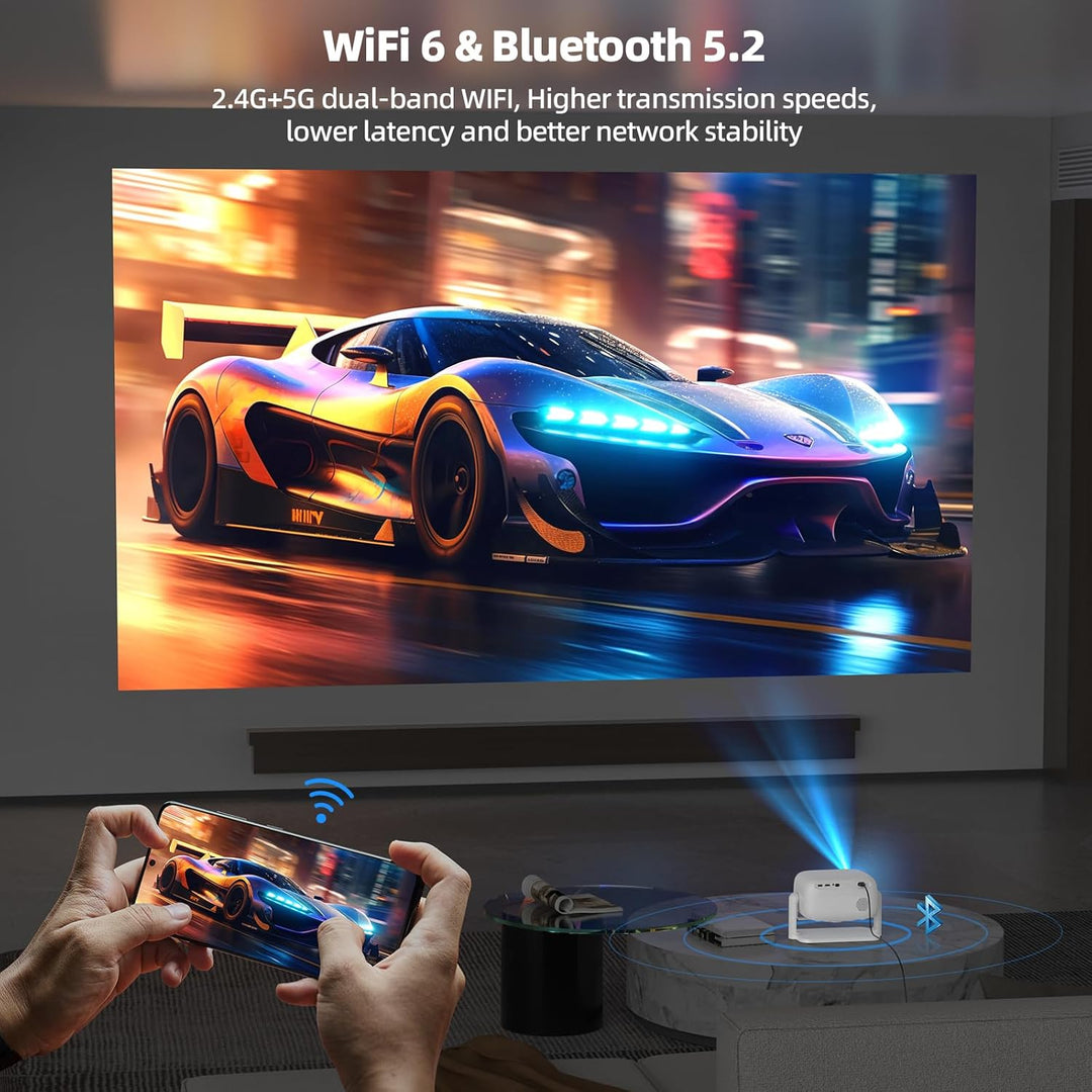 Bettdow 4K Beamer [Netflix Official], 1080P Vollständig Versiegelter Smart-Projektor, Autofokus/Trap