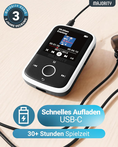 MP3 Player Bluetooth | MP3 Player Kinder 16 GB interner Speicher, erweiterbar 128 GB | Mp 3-Player m