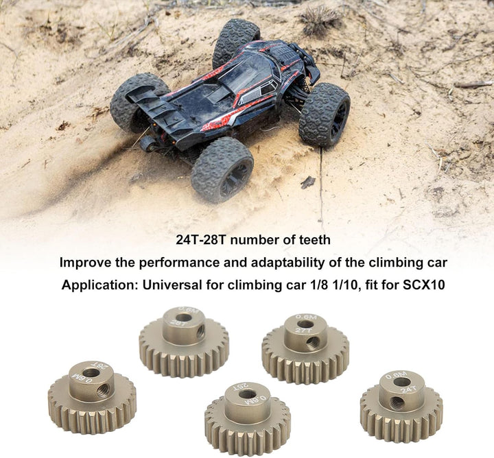 Dilwe RC Ritzelsatz, 0.6 Modul Metall Zahnradkranz 24T-28T für 1/10 Crawler - 3.175mm Bohrung Alumin