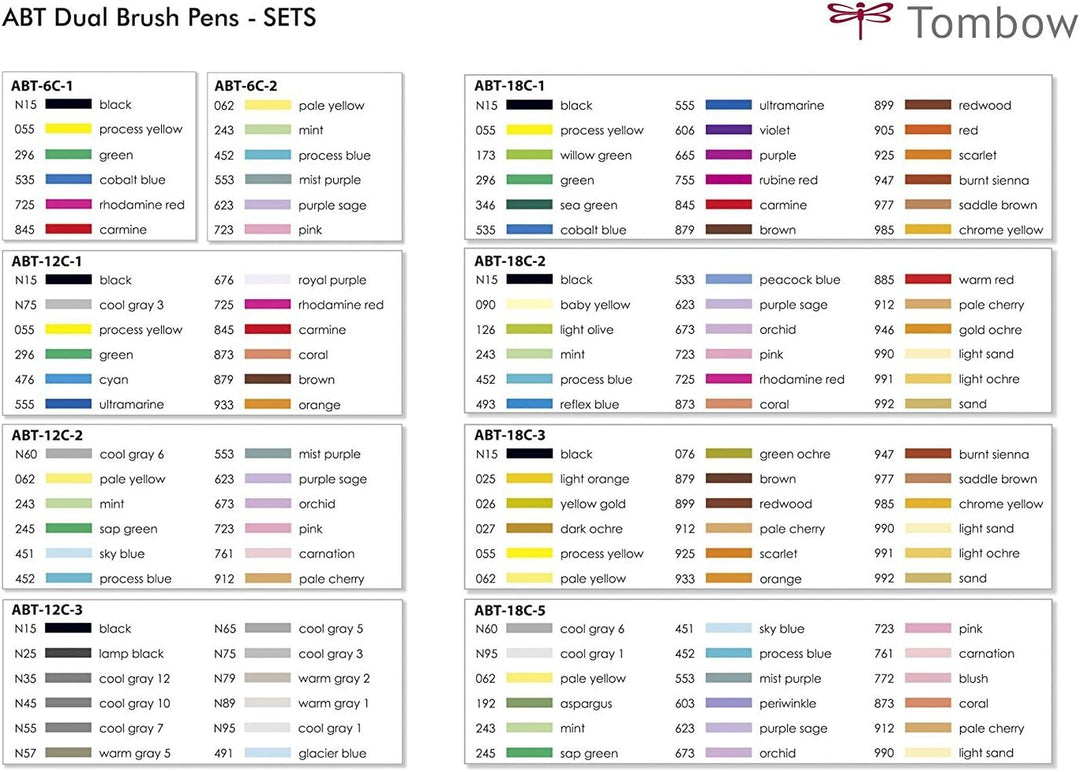 Tombow ABT-18C-5 Fasermaler Dual Brush Pen mit zwei Spitzen, 18-er Set, pastellfarben