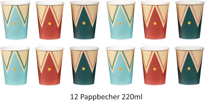 42 Teile Geschirrset Zirkus Party-Geschirr Set Circus Teller Becher Cake Topper Geburtstag Mädchen J
