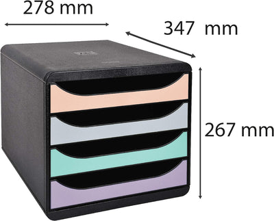 Exacompta 3104296D Premium Ablagebox mit 4 Schubladen für DIN A4+ Dokumente. Belastbare Schubladenbo