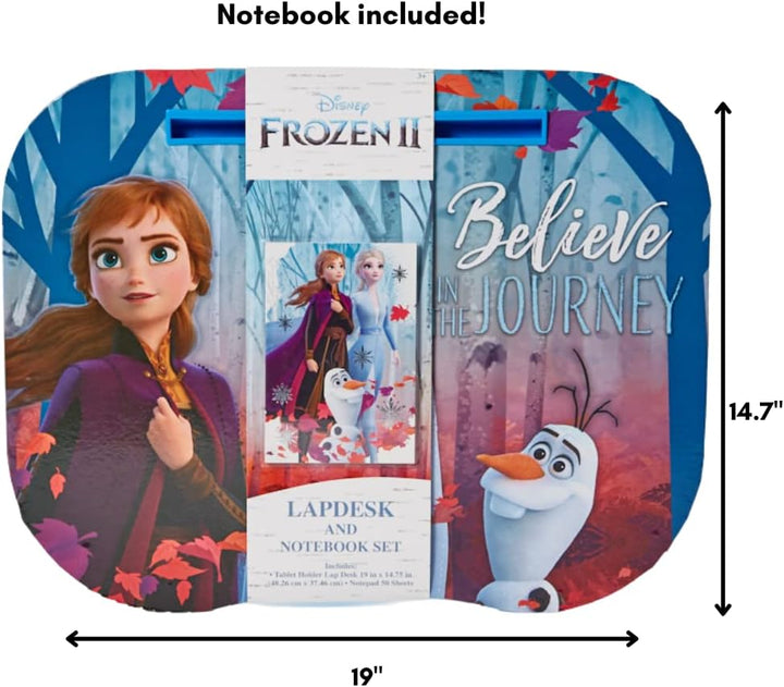 Disney Frozen 2 Girls Lap Desk with Tablet Holder, Pillow and Frozen Notebook