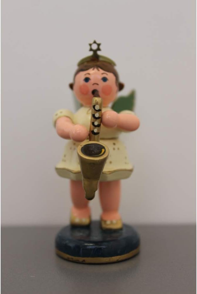 Engel mit Saxophon - 6,5cm / Weihnachtsengel - Original Erzgebirge Engel -Hubrig Volkskunst
