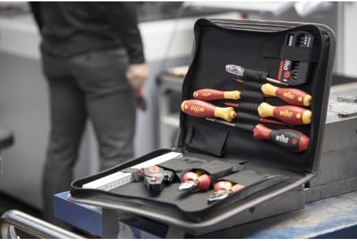 Wiha Werkzeug Set Elektriker 33-tlg. inkl. Werkzeugmappe I kompakte Grundausstattung in Werkzeugtasc