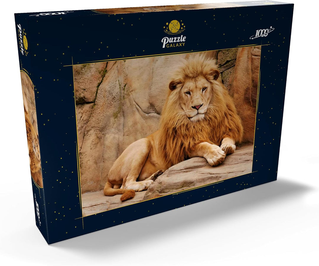 EIN Löwe entspannt auf einem Stein - Premium 1000 Teile Puzzle - MyPuzzle Sonderkollektion von Puzzl