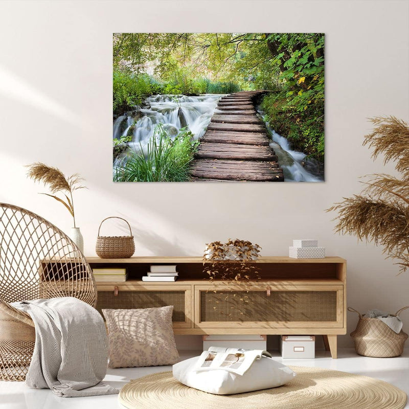 Bilder auf Leinwand 100x70cm Leinwandbild Nationalpark Natur Kieselsteine Gross Wanddeko Bild Schlaf