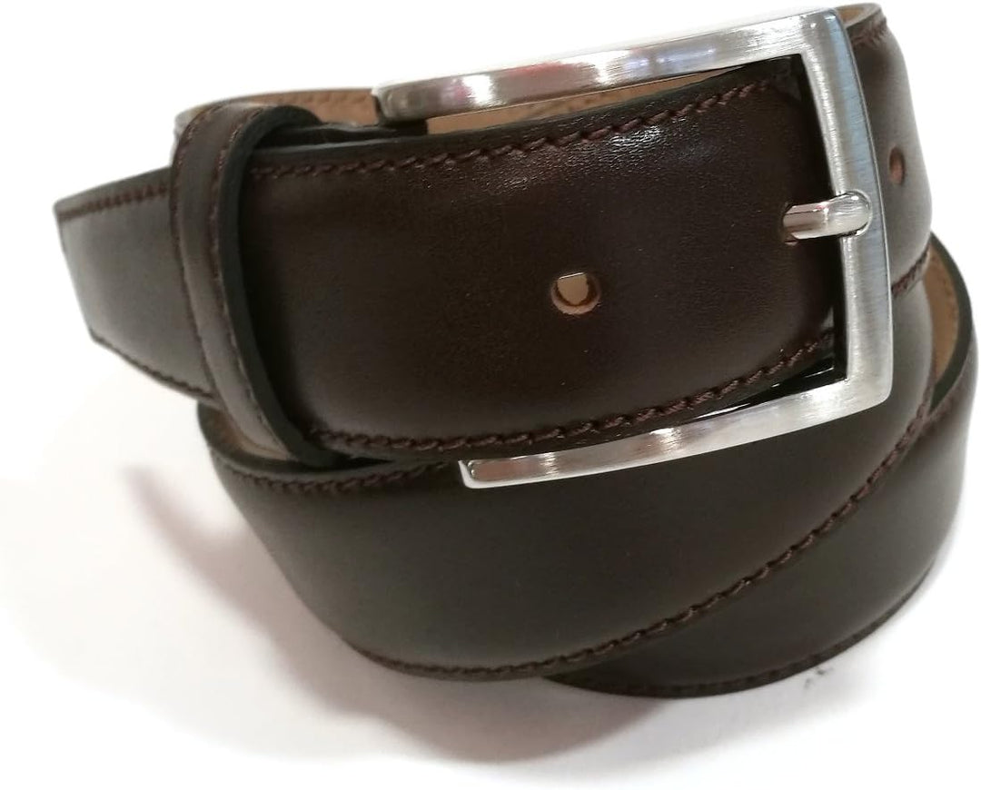 Hebold Sattlerei Hochwertiger Anzugsgürtel Rindleder 3,5 cm mit Kalbsvelour gefüttert: Grösse:105 cm