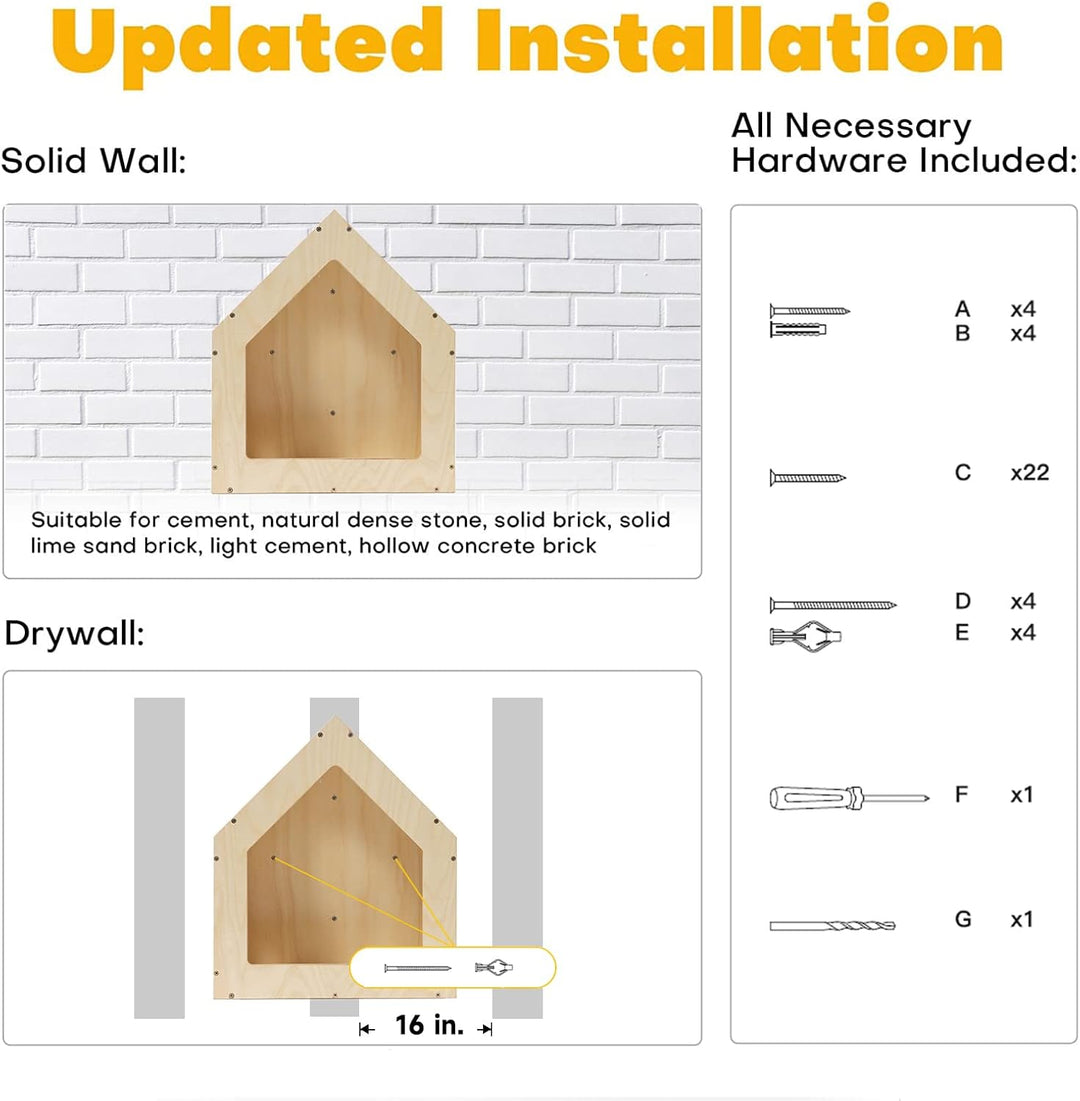 FUKUMARU Katzen Wand, Wandmontiertes Katzenhaus aus hochwertigem Birkensperrholz - Perfekter Ort zum
