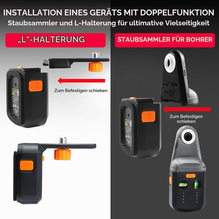 4-in-1 Laser Wasserwaage, Wiederaufladbares Elektronische Wasserwaage mit Kreuzwasserwaage,Bohrstaub