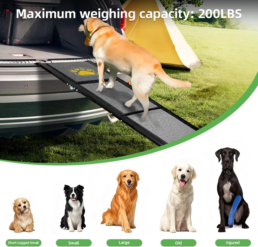 Hunderampe Auto Klappbar Extra Lang 170 cm Hundetreppe Auto mit Rutschfester Teppichoberfläche für K