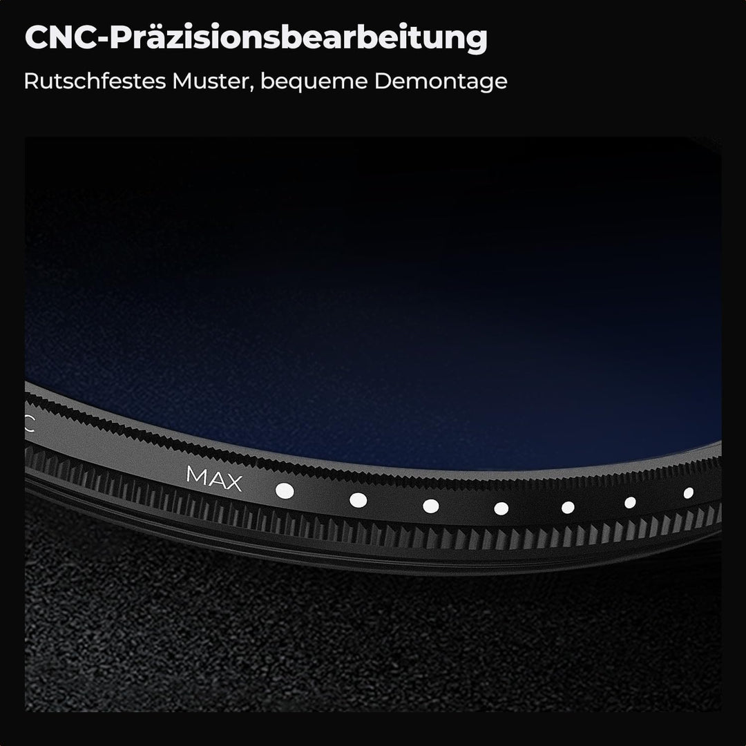 K&F CONCEPT K-Serie 46mm ND Filter Variabler Graufilter ND2-400 (1-9 Blendenstufen) mit Objektivdeck