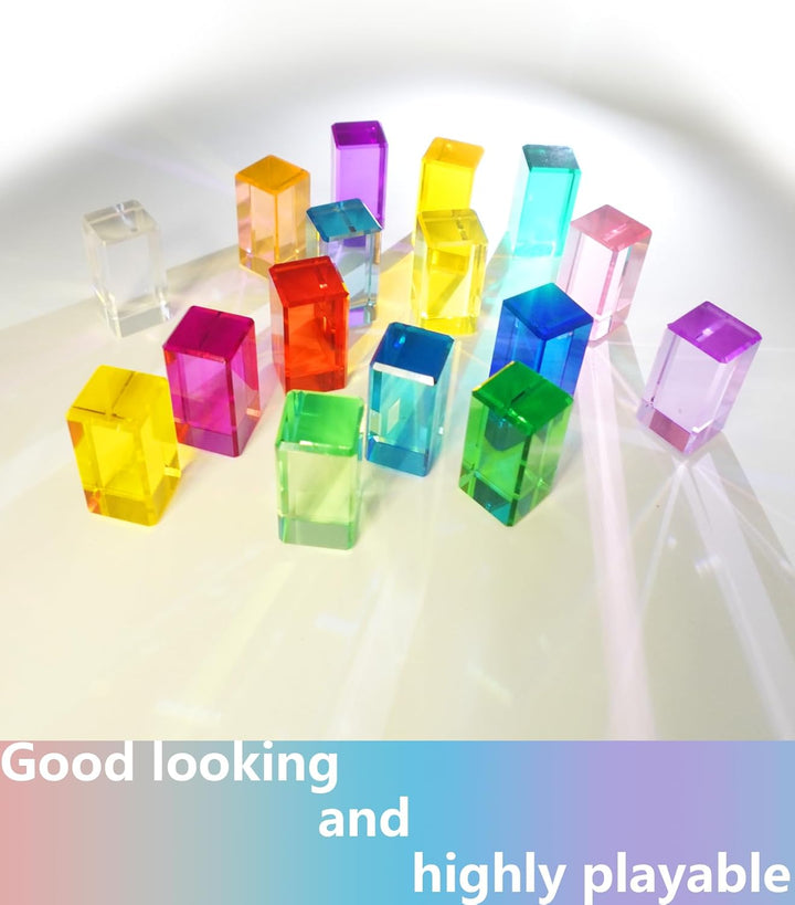 Jelly Blocks aus Acryl, Lichtbausteine Sensory Toys für Kinder, 16 Bunte Bauklötze ab 3 Jahren Acryl