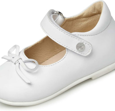 Naturino Ballet-Ballerinas aus Kalbsleder mit Schleife, Weiss Silber