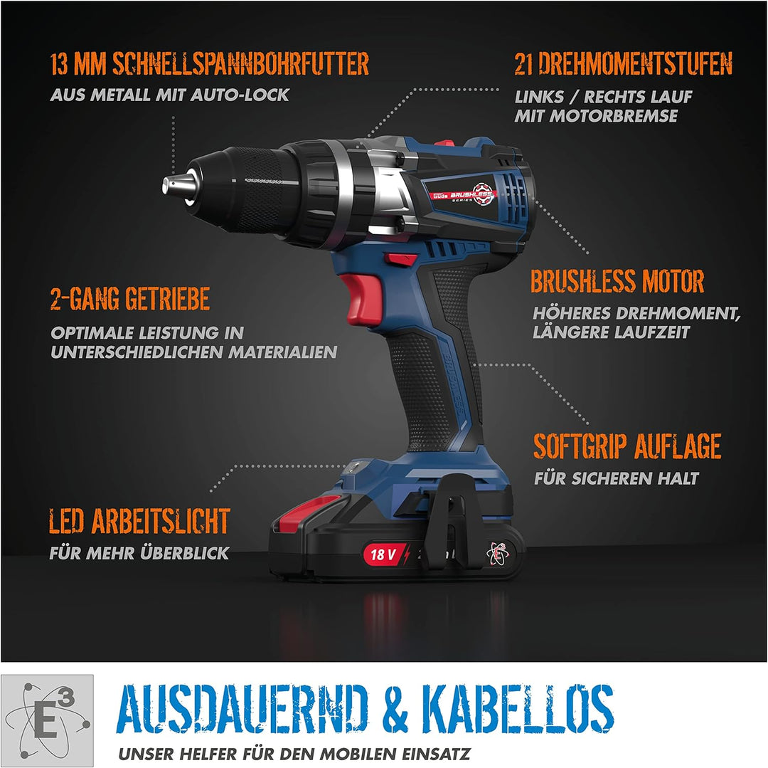 Güde Akku Schlagbohrschrauber BSB 18-0 BL (Easy-Energy-Exchange Brushless Series, Lithium Ionen, 18