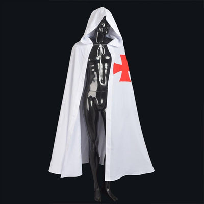 BLESSUME Mittelalter Ritter Kostüm Hospitaller Karneval LARP Weiss Cloak mit Kreuz (Weiss 1), Weiss