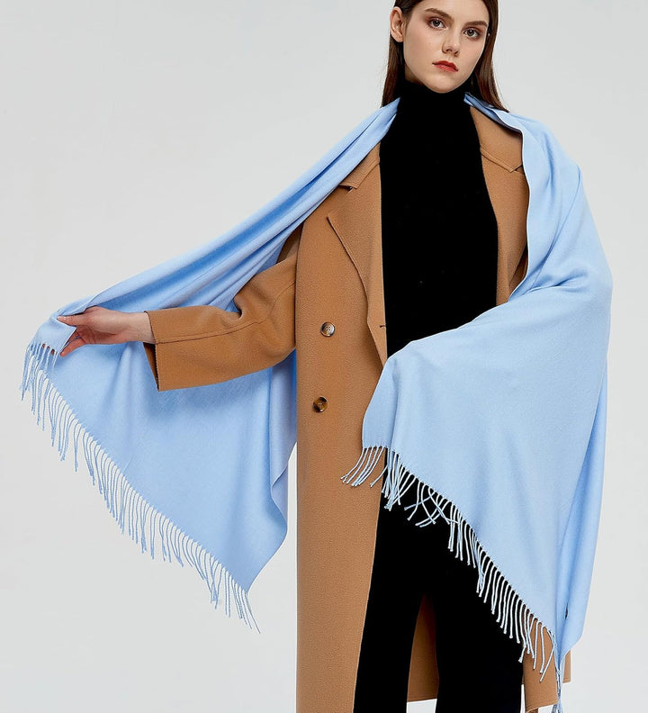 Pashmina Schals und Wraps Schals für Damen Hochzeit Party Winter Warme Lange Solid Color Himmelblau,