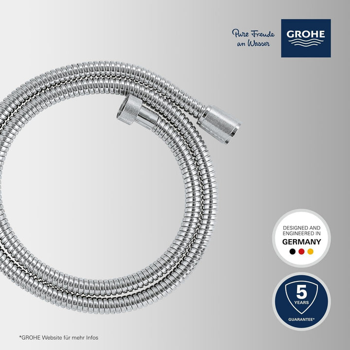 GROHE Vitalioflex, Duschschlauch aus Metall (1250 mm, verstärkte Ausführung, hitzebeständig, knickfe
